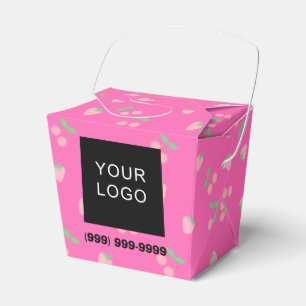 Customizable Business Logo Phone Pink Take Out Favor Boxes