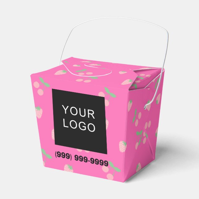 Customizable Business Logo Phone Pink Take Out  Favor Boxes (Front Side)