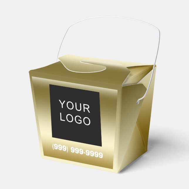 Customizable Business Logo Phone Take Out FauxGold Favor Boxes (Front Side)