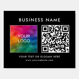 Customizable Business Logo QR Code Elegant Black Foam Board