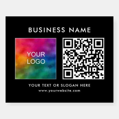 Customizable Business Logo QR Code Elegant Black Foam Board