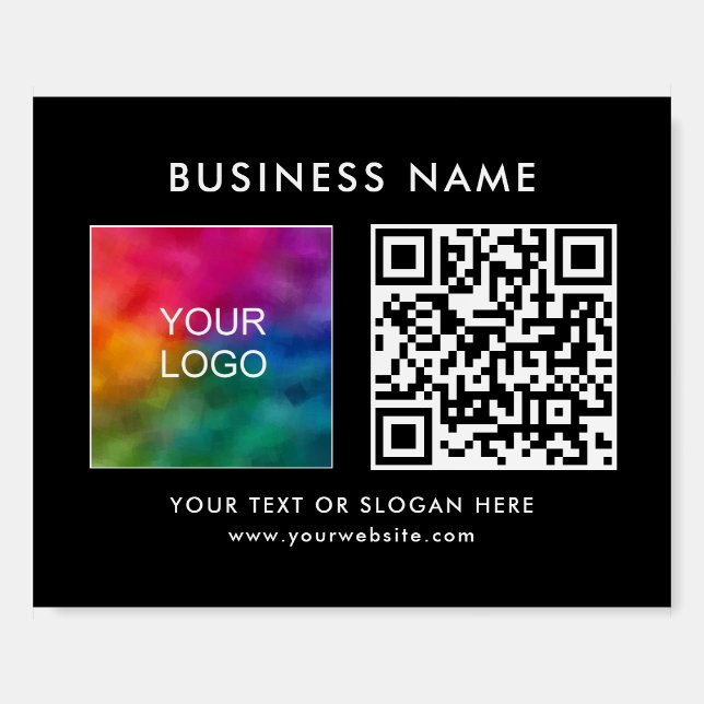 Customizable Business Logo QR Code Elegant Black Foam Board (Front)