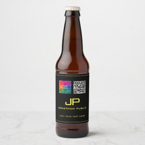 Customizable Business Logo QR Code Monogram Beer Bottle Label