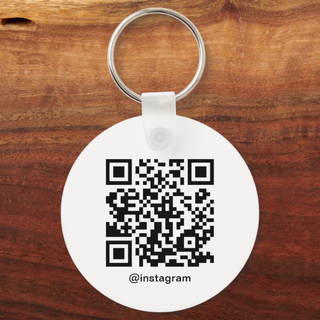 Customizable Business Logo QR Code White Keychain (Back)