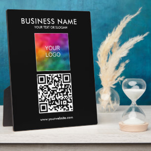 Customizable Business Logo Slogan QR Code Template Plaque