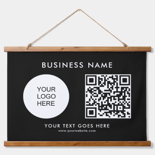 Customizable Business Logo Text QR Code Template Hanging Tapestry