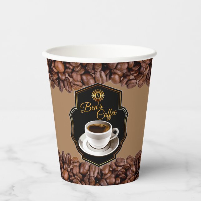Customizable Business Name Coffee Shops  Paper Cup (Front)