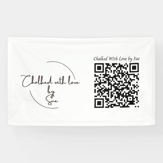 Customizable Business Name Logo & QR Code Banner (Horizontal)
