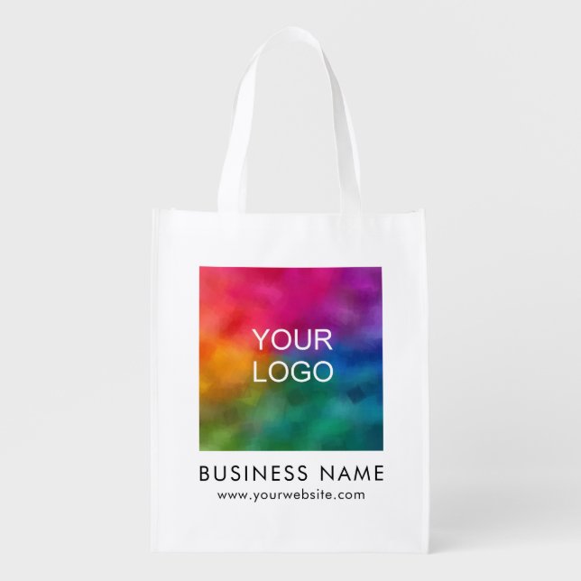Customizable Business Name Logo Text Promotional Grocery Bag (Front)