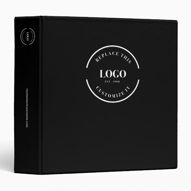Customizable Business Presentation logo Black 3 Ring Binder (Front/Spine)