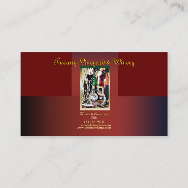 Customizable business profile winery vineyard wine business card (Front)