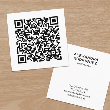 Customizable Business Qr Code Long Name Minimal Square Business Card by RocklawnArts at Zazzle