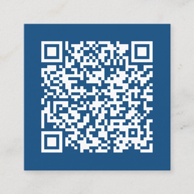 Customizable Business QR Code Minimal Blue Square Business Card (Front)