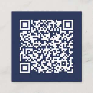 Customizable Business QR Code Minimal Navy Blue Square Business Card