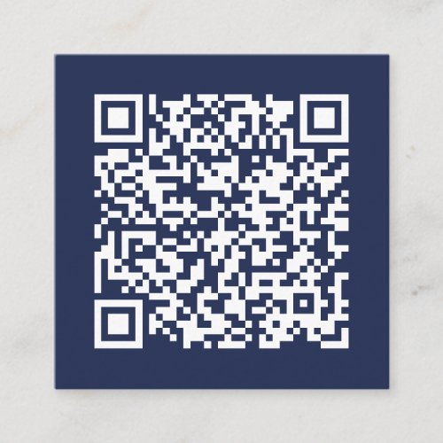 Customizable Business QR Code Minimal Navy Blue Square Business Card