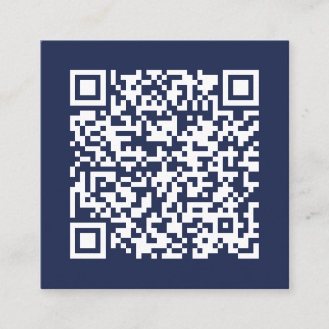 Customizable Business QR Code Minimal Navy Blue Square Business Card (Front)