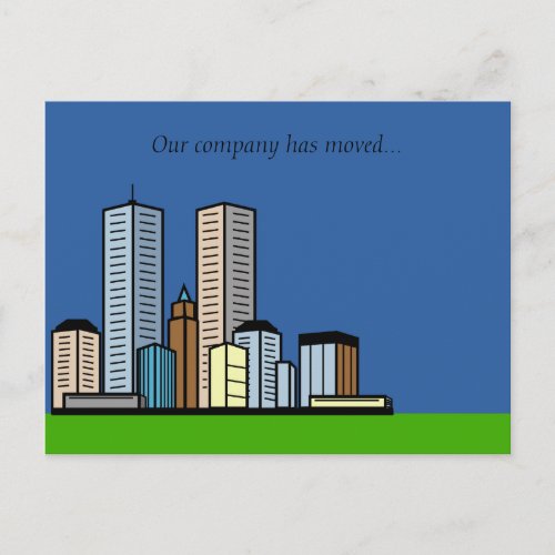 Customizable Business Skyline Just Moved Announcement Postcard