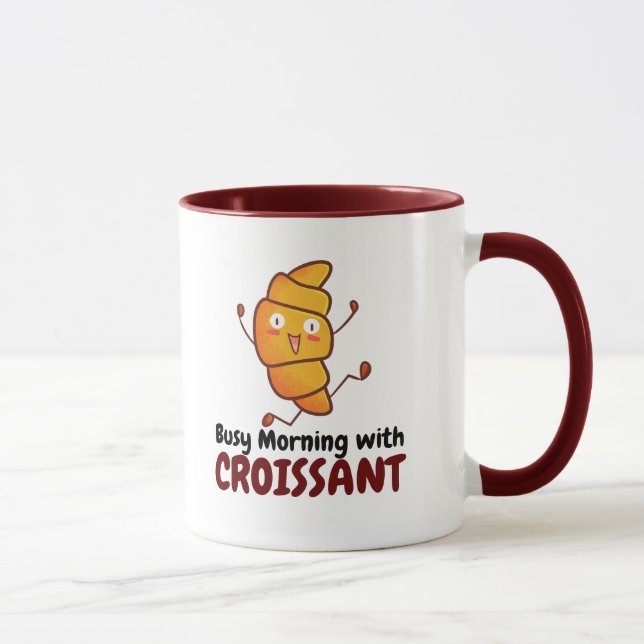Customizable Busy Morning with Croissant Mug (Right)