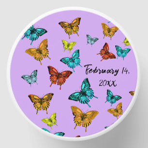 Customizable Butterflies on Lavender with Date Mini Candle Favors