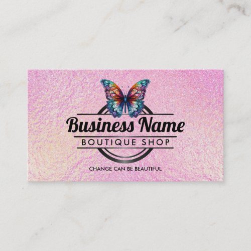 Customizable Butterfly Logo Pink business cards