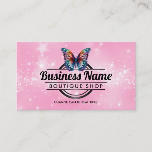 Customizable Butterfly Logo Pink business cards