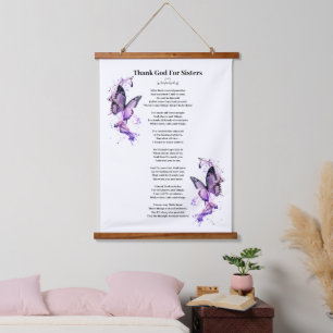 Customizable Butterfly Thank God For Sisters Poem Hanging Tapestry