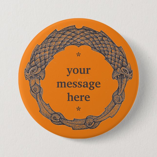 Customizable Button OUROBOROS black/turmeric (Front)
