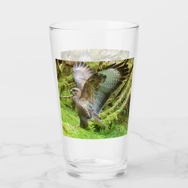 Customizable Buzzard Stretching Wings Wildlife Art Glass (Front)