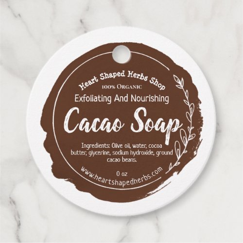 Customizable Cacao Soap Label Handmade Business