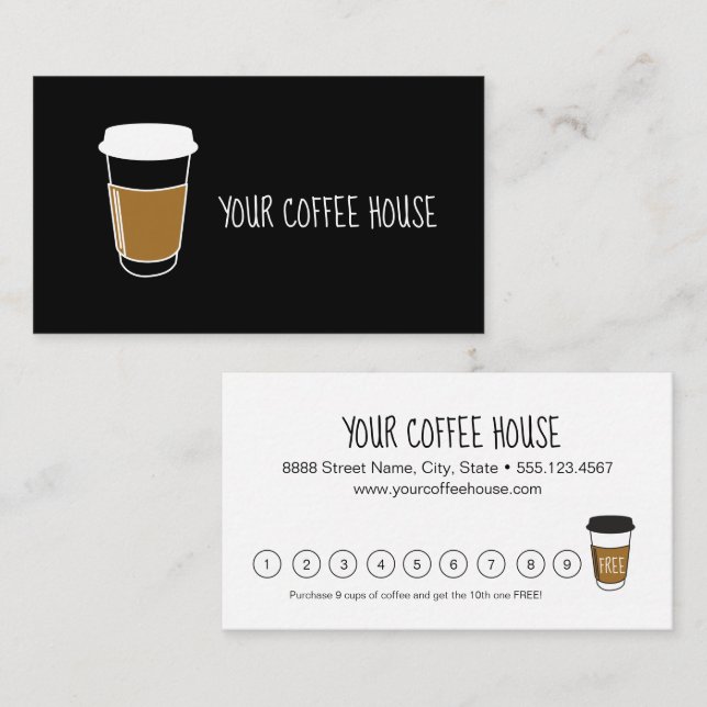 Customizable Cafe Coffee house business Loyalty Card (Front/Back)