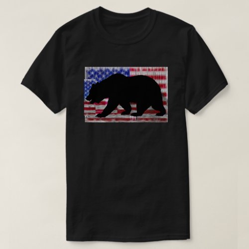 Customizable California Bear American Flag T_Shirt