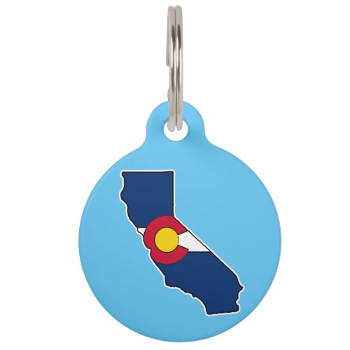 Customizable California Colorado flag pet id tag