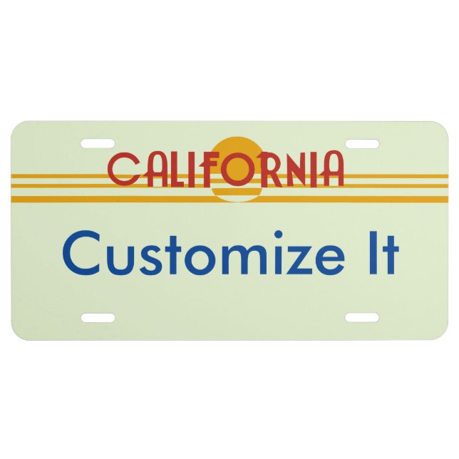 Customizable California License License Plate (Front)