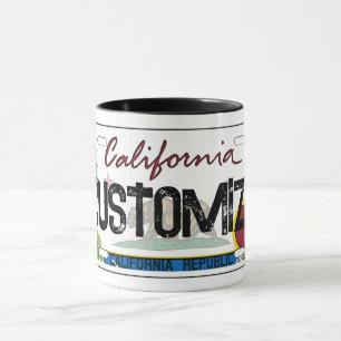 Customizable California license plate mug