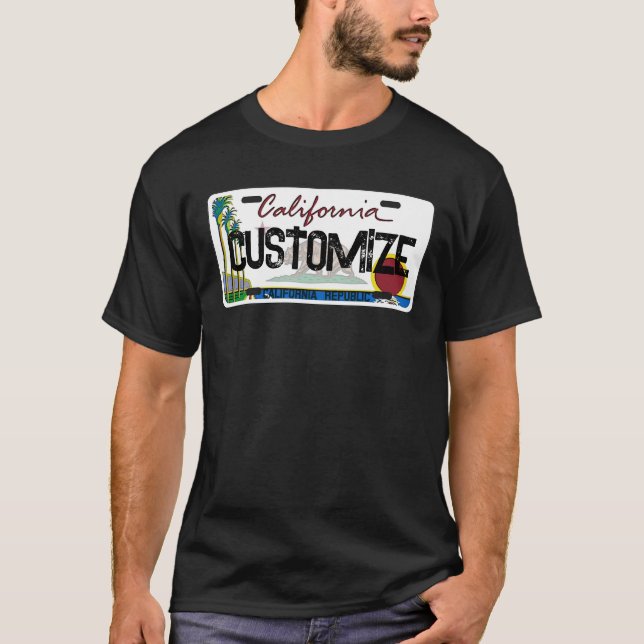 Customizable California license plate shirt (Front)