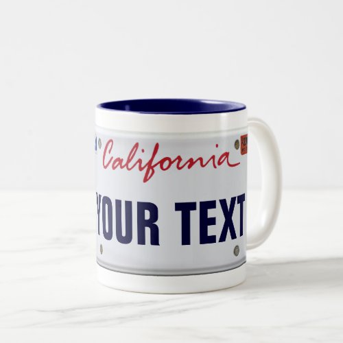 Customizable California License Plate Two_Tone Coffee Mug