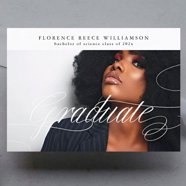 Customizable Calligraphy Photo College Graduation Announcement (Creator Uploaded)