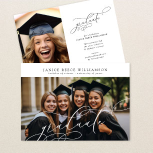 Customizable Calligraphy Photo College Graduation Announcement