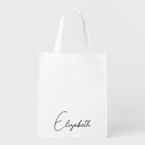 Customizable Calligraphy Script Name Template Top Grocery Bag
