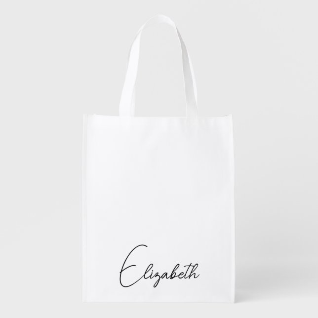 Customizable Calligraphy Script Name Template Top Grocery Bag (Front)