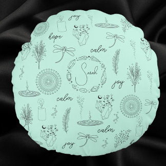 Customizable Calming Vibes Round Pillow