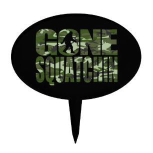 Customizable Camo Gone Squatchin Cake Topper