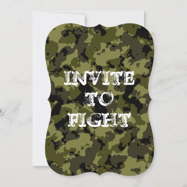 Customizable camouflaged invitation to fight zombi (Front)