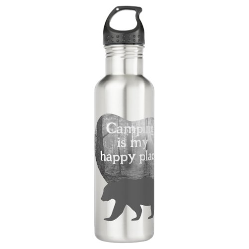 Customizable Camping is my happy place  Stainless Steel Water Bottle