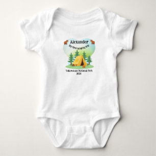 Customizable camping personalize with name baby bodysuit