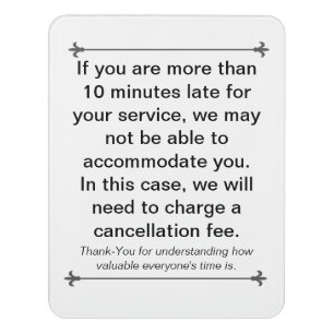 Customizable Cancellation notice/policy Door Sign