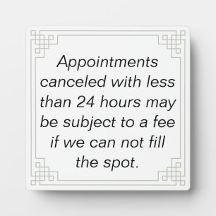 Customizable Cancellation notice/policy Plaque