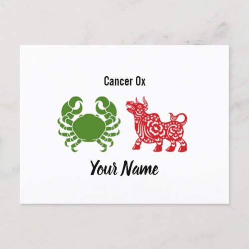 Customizable Cancer Ox  Postcard