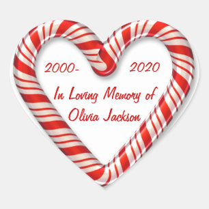 Customizable candy cane heart sympathy stickers