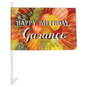 Customizable Candy Happy Birthday Modern Colorful Car Flag